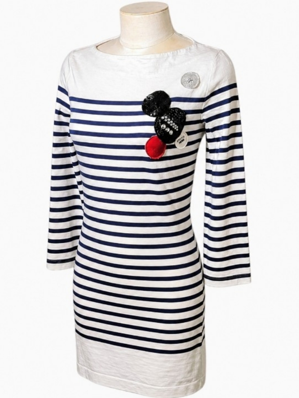 Marc Jacobs Breton Stripe Dress XS Nautical Preppy Sequin Applique Mini